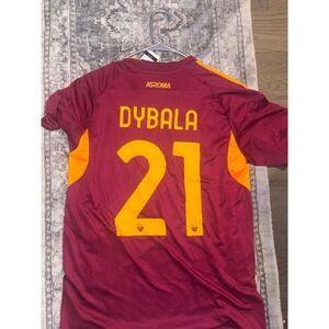 AS Roma Dybala 21 Adidas Soccer Jersey Mens Football Maroon Orange